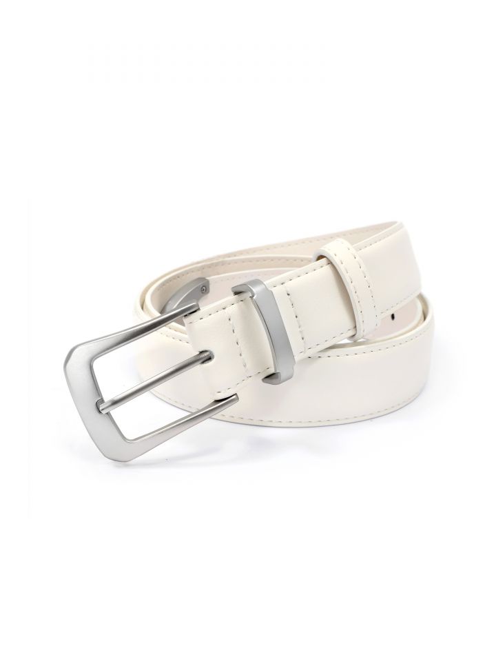 חגורה אבזם PARIS בצבע לבן