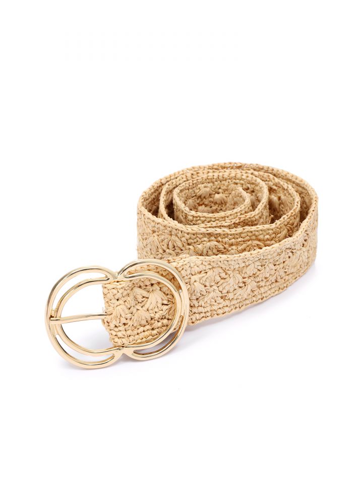 חגורה רפיה קלועה בצבע טיבעי
